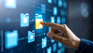 finger pointing to data sets and folders