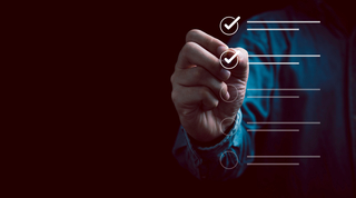 digital survey with a hand filling out a checklist